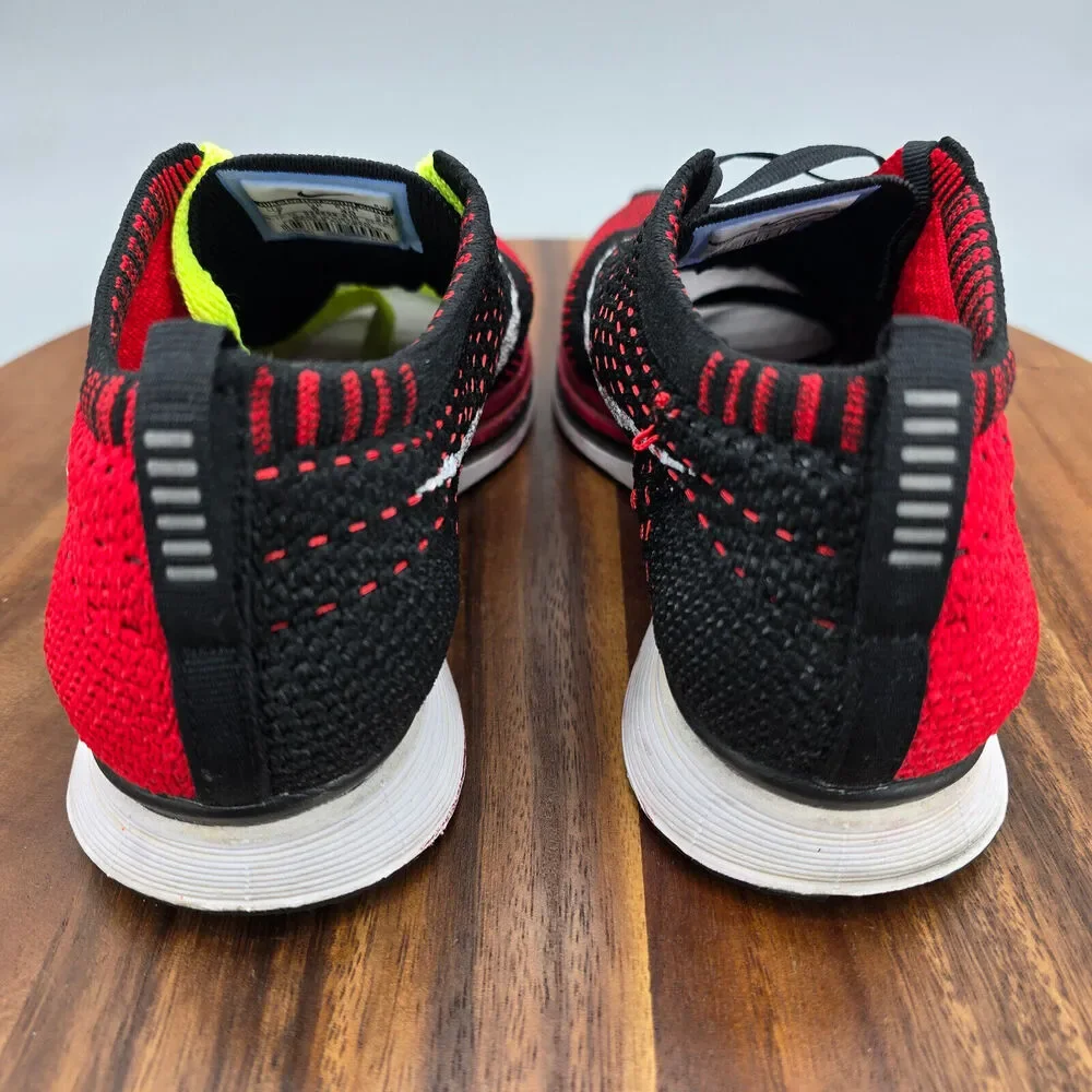 Nike Flyknit Racer Shoes Men's 7 University Red Black Running Athletic Sneakers
